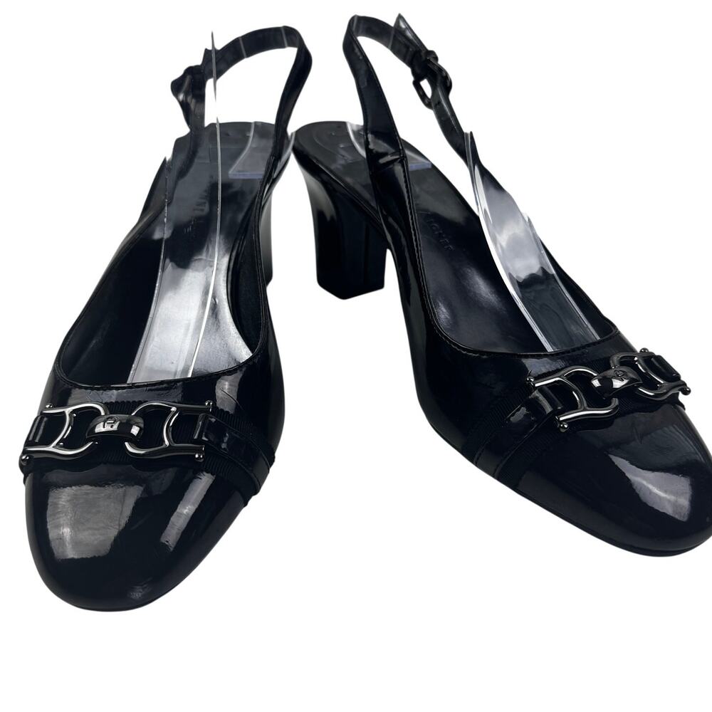 Etienne Aigner Jolene Patent Classic Metallic Bit Slingback Heels Women's 8.5